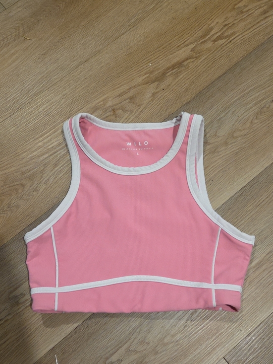 Wilo The Label Other - WILO Pink Contrast-Trim High-Neck Sports Bra